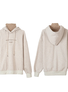 专柜价759【语】假两件套加绒字母印花连帽落肩长袖21569/天-128