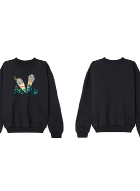 专柜价739【语】钉珠亮片刺绣半高领落肩袖加厚卫衣30233/天-67