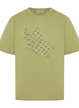 专柜价599【欧】水墨花卉立体压花宽松纯棉短袖t恤21280/28R/H-54