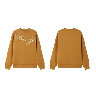 天 专柜价719 圆领卫衣10036 撞色精美工艺绣花落肩长袖 100 语