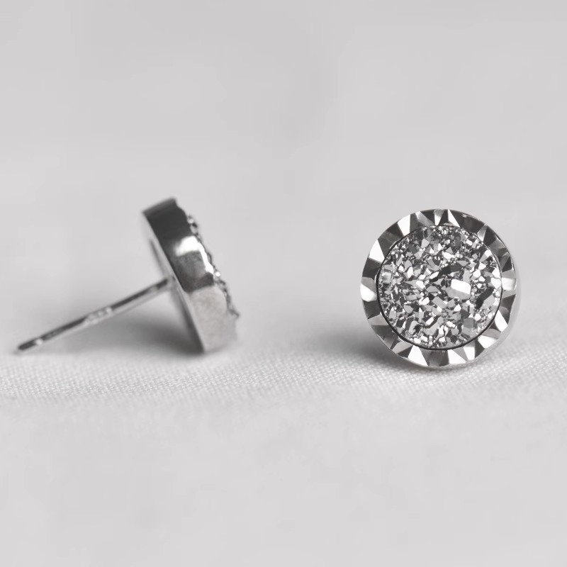 2023年晶簇镶嵌银耳钉满钻超闪亮