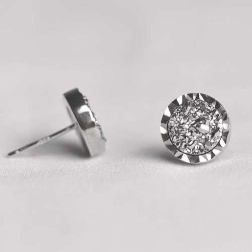 2023年晶簇镶嵌银耳钉满钻超闪亮