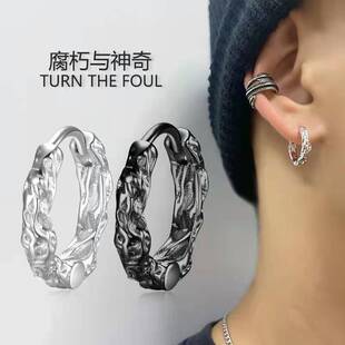 韩版貔貅耳环男潮气质男士耳钉单只个性简约痞帅小众耳圈2025个性
