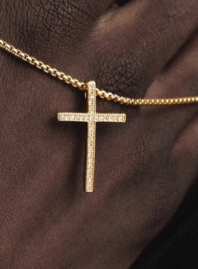 热销美式镶钻小十字架钻石项链