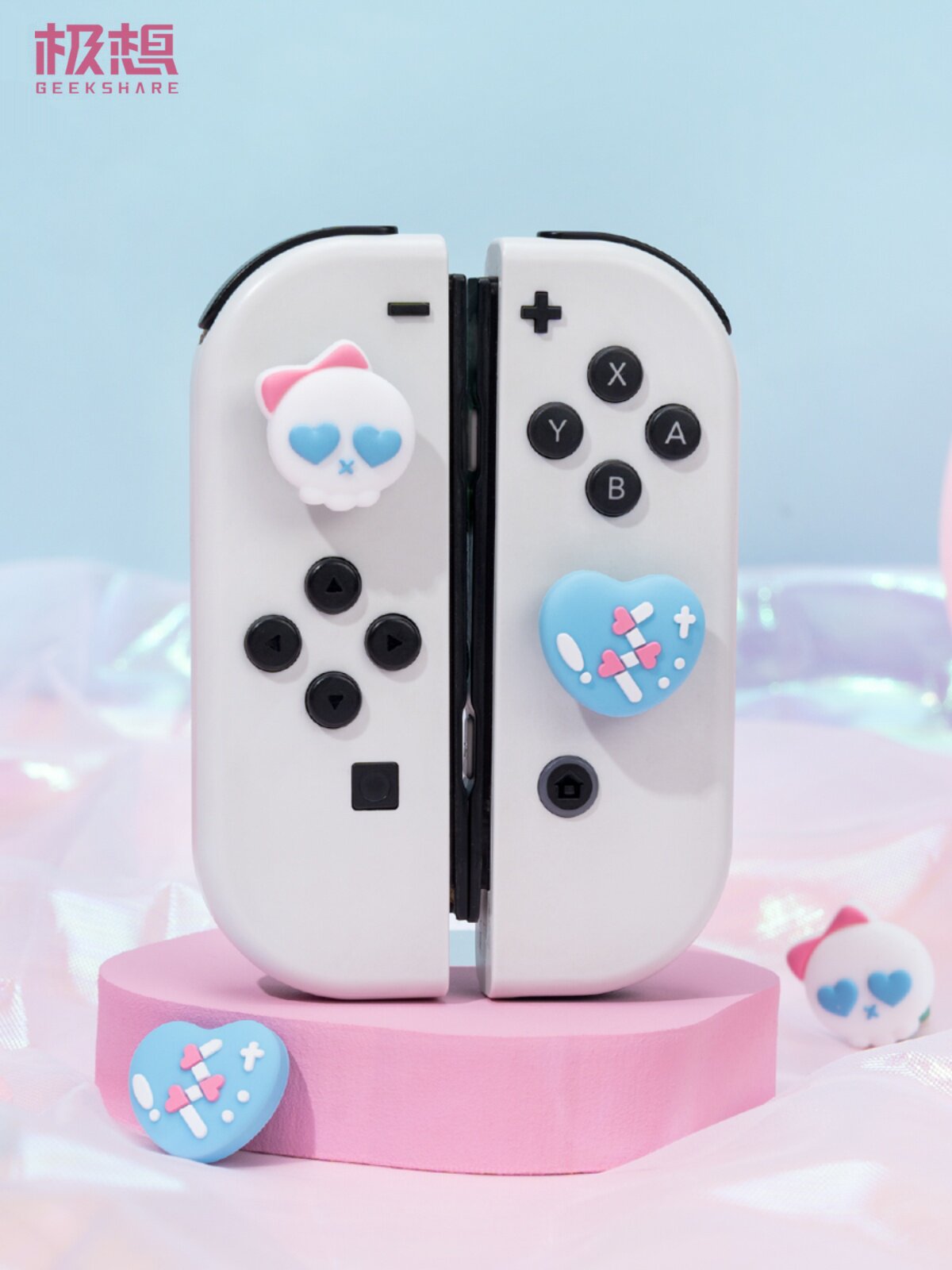 나는 정말로 닌텐도 스위치 로커 캡 펑크 해골 NS 핸들 실리콘 키캡 OLED 게임 콘솔 액세서리를 원합니다