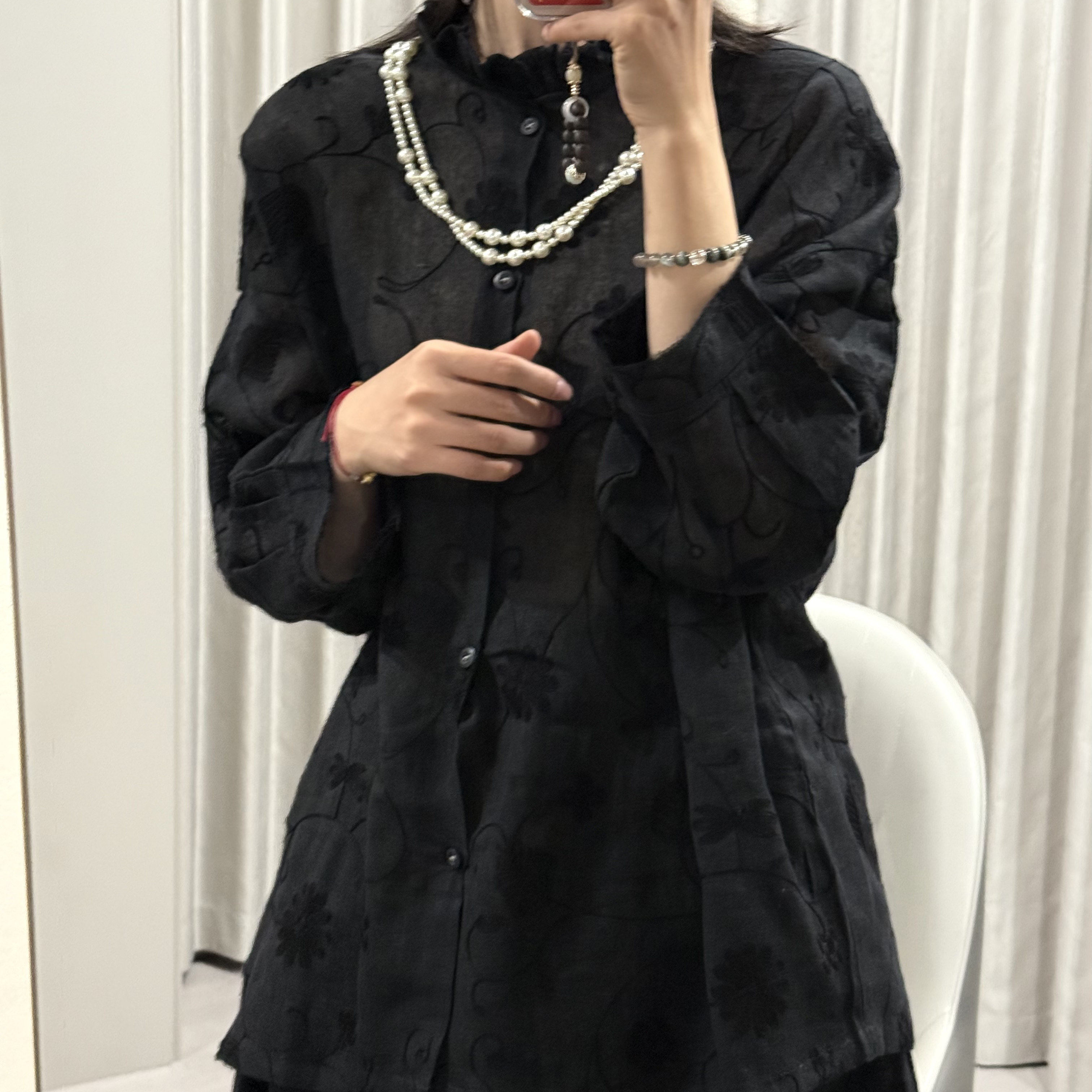 新中式国风女亚麻刺绣上衣裙套装