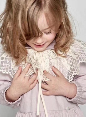 女孩新款蕾丝装饰领子连衣裙衬衫外套棉花边儿童花边假领可脱卸