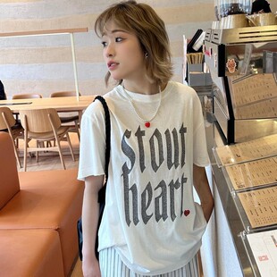 纯原M家2025夏季新款短袖做旧字母宽松破损T恤女010HSL90-0630