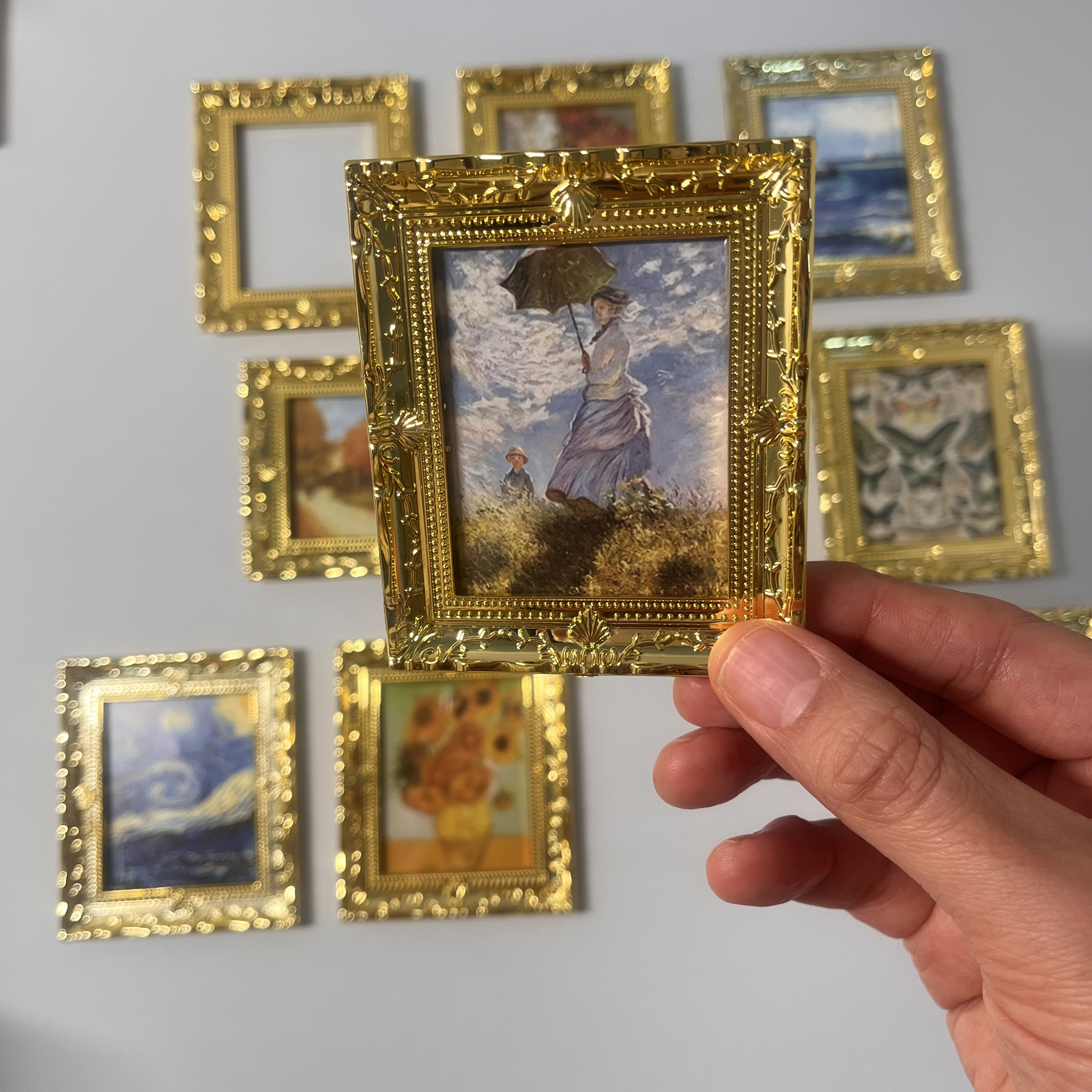 12分娃娃屋场景配件复古金色迷你相框模型微缩玩具摆件小道具装饰