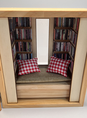 创意娃娃屋木质微缩沙发书架书柜收纳盒子解压抗焦虑场景摆件模型