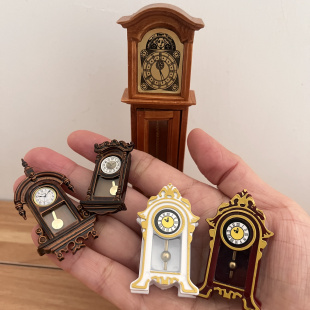 欧式座钟挂钟落地钟模型迷你娃屋微缩摆件仿真钟表过家家玩具模型