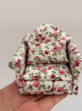 dollhouse12分娃娃屋迷你仿真家具模型微缩场景碎花沙发摆件玩具