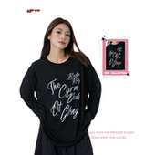 街舞嘻哈美式 圆领罩衫 宽松T恤上衣女秋季 慵懒风kpop跳爵士舞长袖