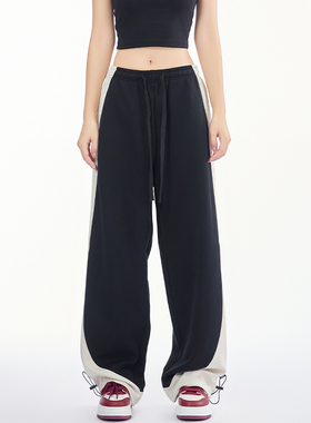 CYRM潮牌美式嘻哈拼色哈伦运动裤女夏季爵士舞宽松直筒阔腿休闲裤