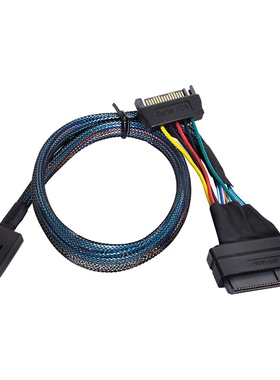 Oculink SFF8611 4i转SFF-8639 U.2数据线固态硬盘+15P电源NVME线