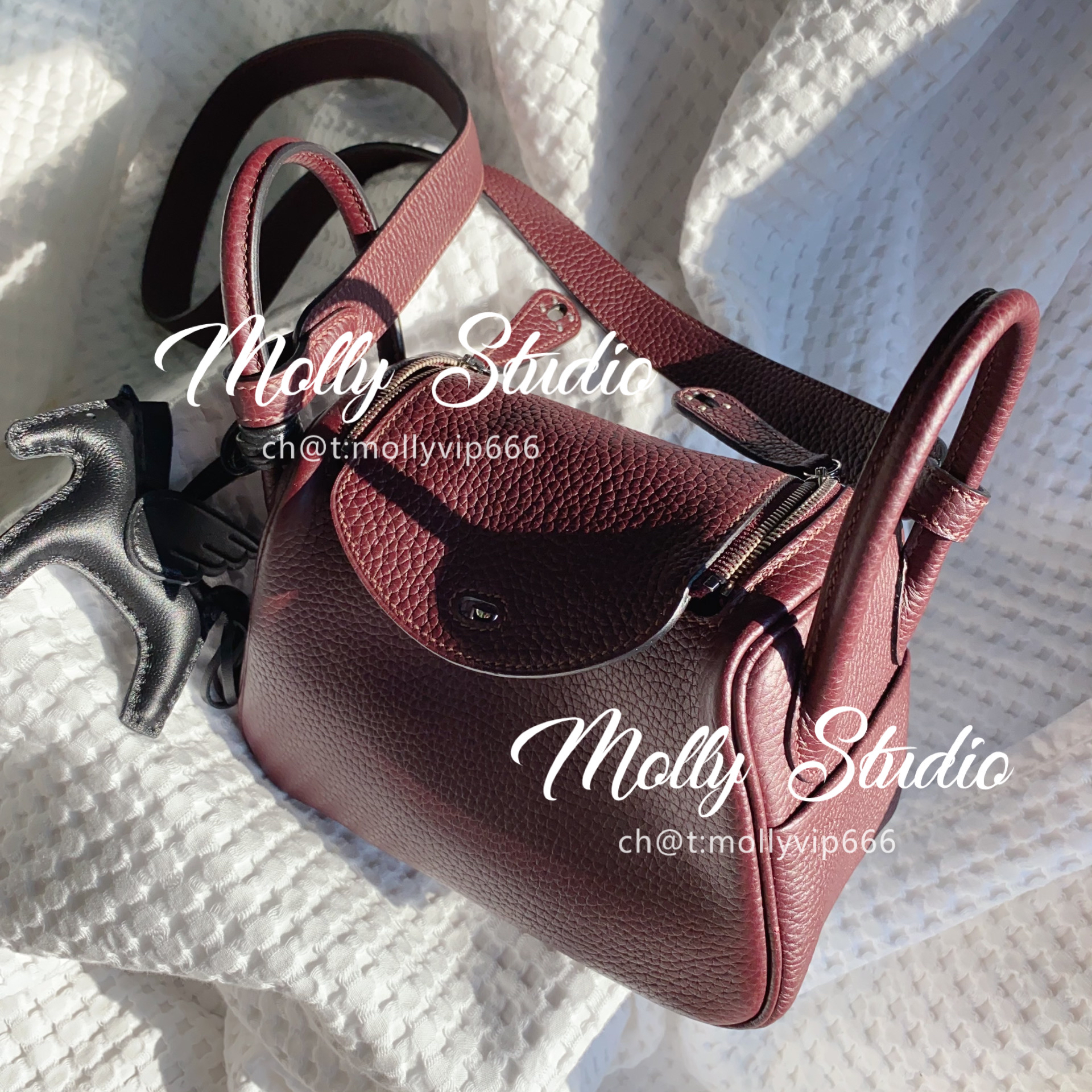 林迪包枕头包琳迪医生包老金家纯手缝蜡线进口皮马鞍红h家