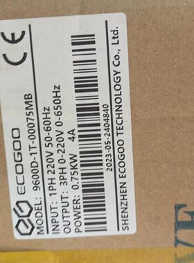 议价9600D-1T-00075MB ECOGOO变频器 0.75KW 220V调速装置维修