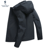 与狼共舞可拆卸连帽夹克男2026春季 人标刺绣设计防风外套男 新款