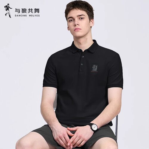 【7A抗菌】与狼共舞翻领短袖T恤