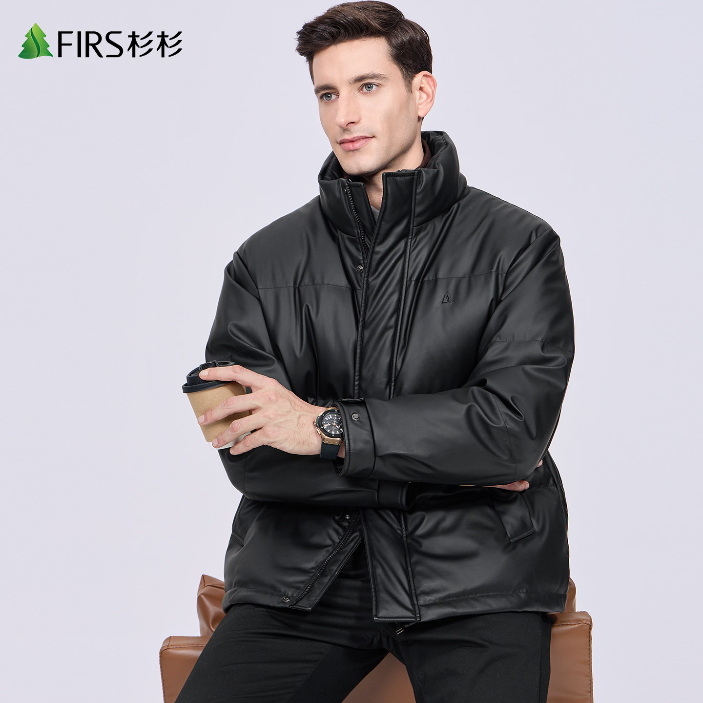 【高充绒】杉杉立领皮衣羽绒服男2026冬季新款防寒面包服保暖外套
