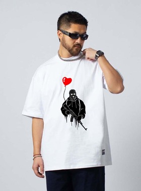 FunkyChoice原创AK设计匪帮印花短袖T恤纯棉国潮情侣装夏季新款