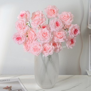 仿真花玫瑰花3头钻石玫瑰假花花束婚庆礼堂路引插花莫奈婚房布置