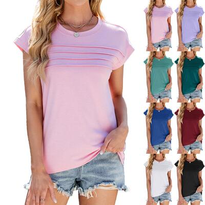 Wearing a short sleeved T-shirt top for women