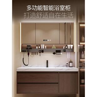 岩板热弯一体盆卫生间洗漱台洗手池洗脸池盆柜2025新款浴室柜组合