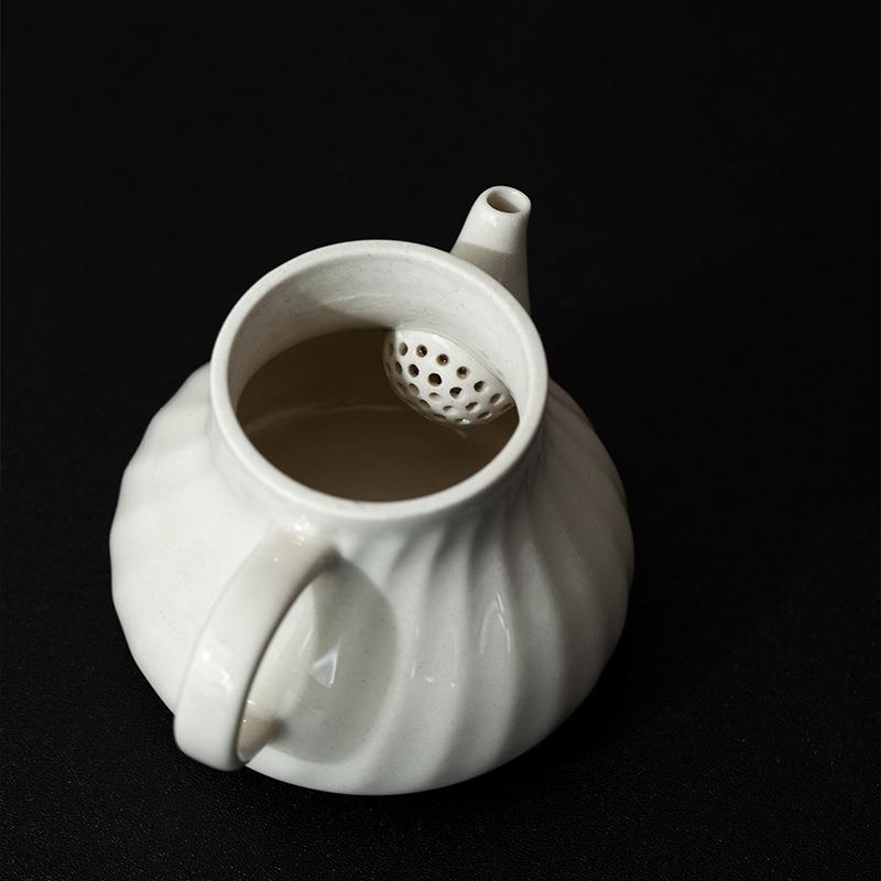 草木灰复古螺纹壶单个茶壶小容量单人陶瓷日式泡茶壶手工茶具家用