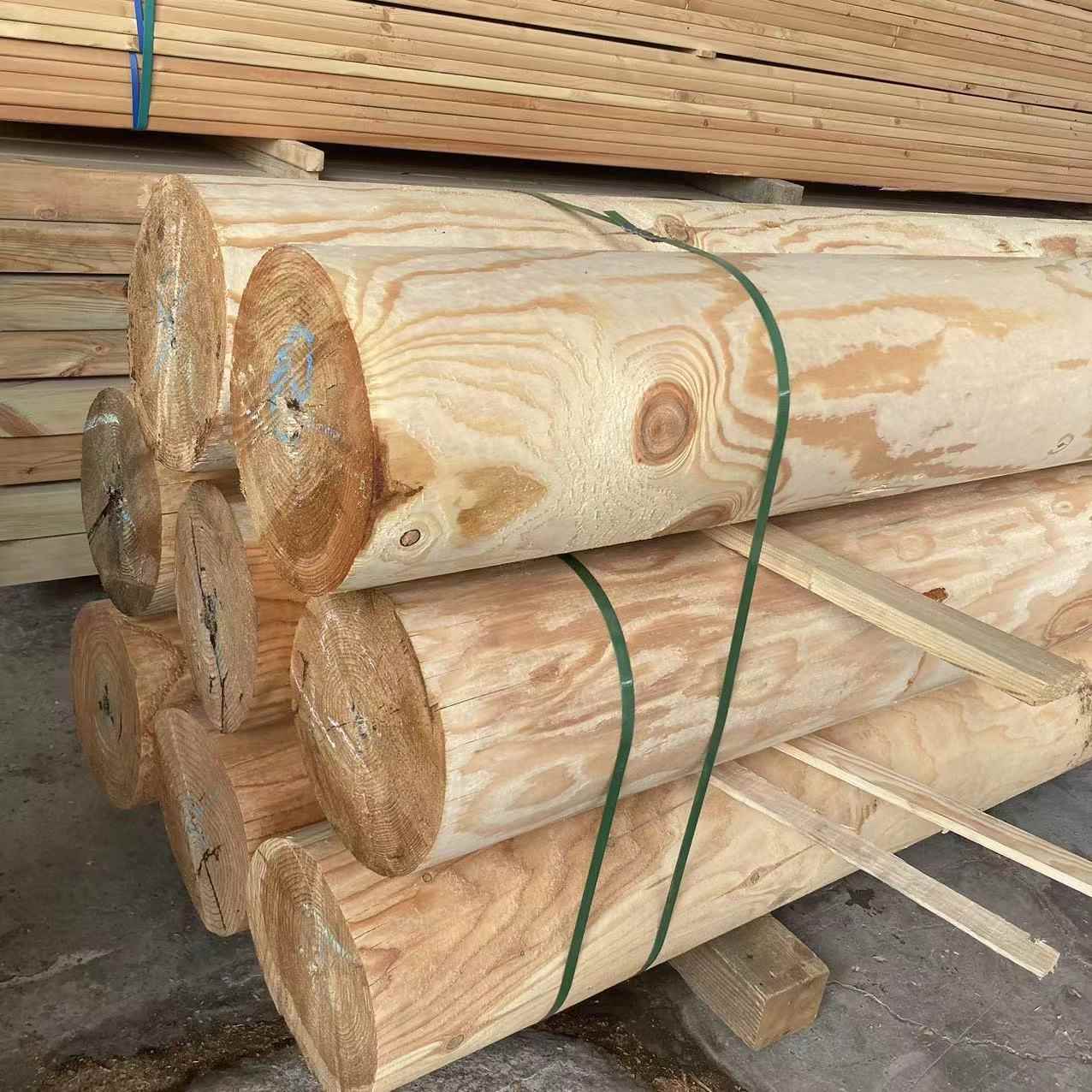 圆木柱圆木棒松原木JBV杉木柱子防户外腐木樟子木碳化柱圆实木立