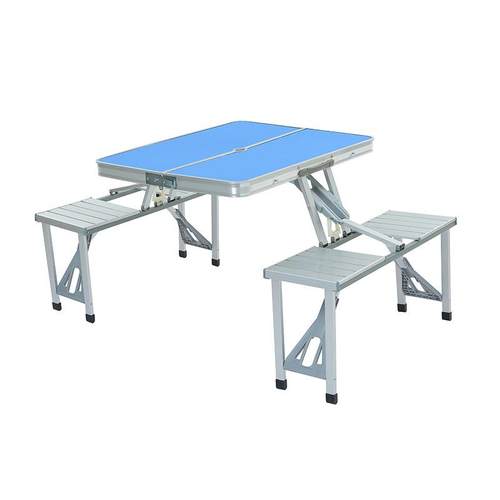 户外连体桌椅一体式野营桌夜市摆地摊桌子铝合金一桌带四椅宣传桌