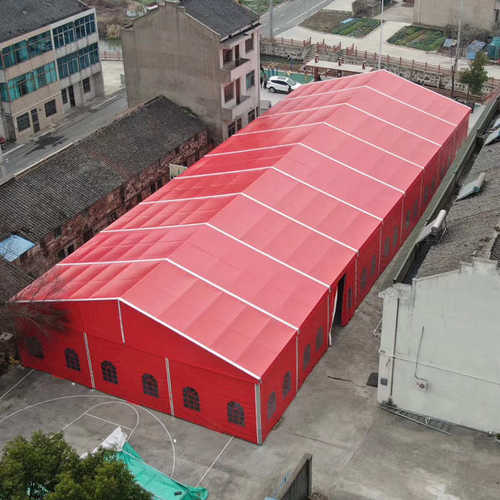 供应婚庆婚宴喜事红色篷房挡雨棚户外结婚铝合金展览活动帐篷排档