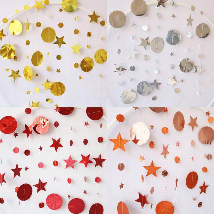 圣诞元旦节活动气氛场景布置五角星拉花装饰创意挂饰星星圆片拉花