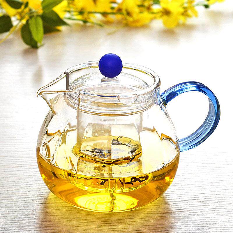 耐热玻璃茶具花草茶壶 玻璃壶南瓜壶条纹壶配玻璃内胆600ML咖啡馆