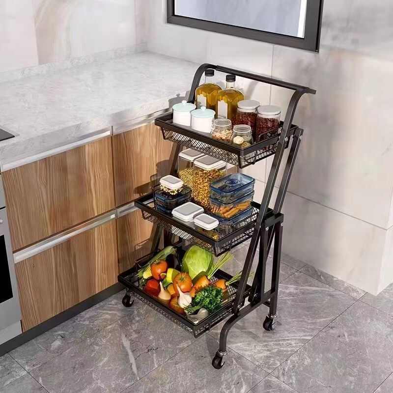 变形平行置物架阳台移动小推车可折叠带轮零食多肉花架摆摊收纳架