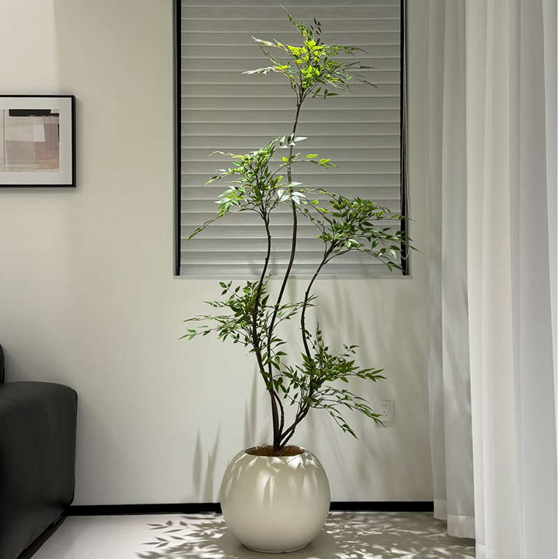 仿真绿植南天竹室内客厅大型落地摆件装饰高端轻奢假盆栽仿生植物