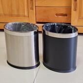 双层加厚不锈钢椭圆形垃圾桶无盖宾馆酒店客房桶家用KTV酒吧专用