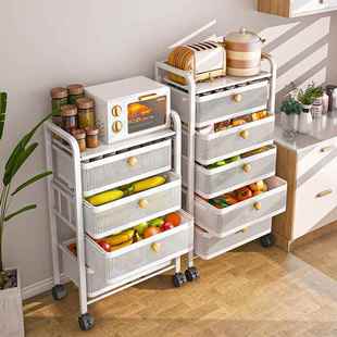 厨房收纳置物架落地家用放蔬菜水果夹缝储物柜多功能抽屉式菜篮子