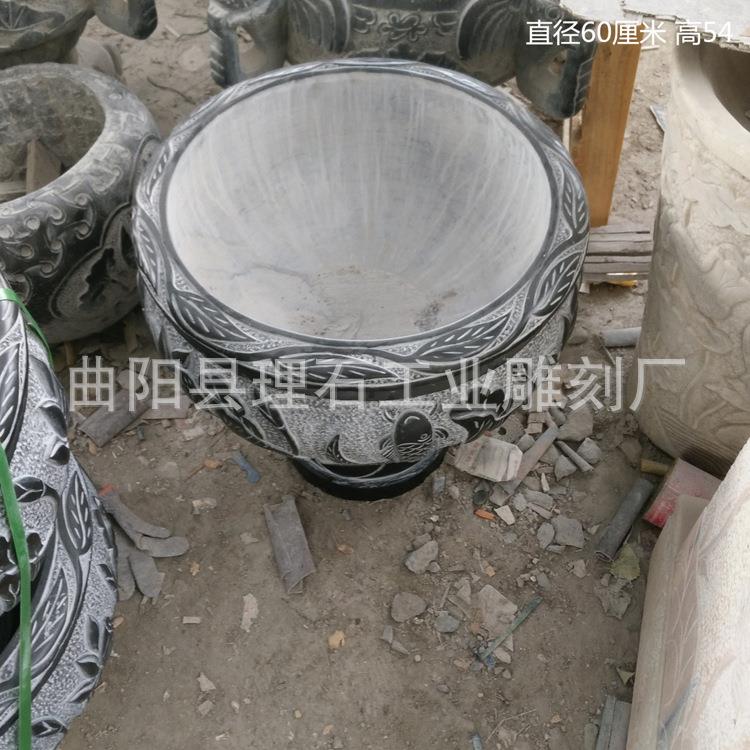 石花盆青仿古石雕雕花盆LS-X116仿古鱼盆大理石做石旧花盆庭院摆