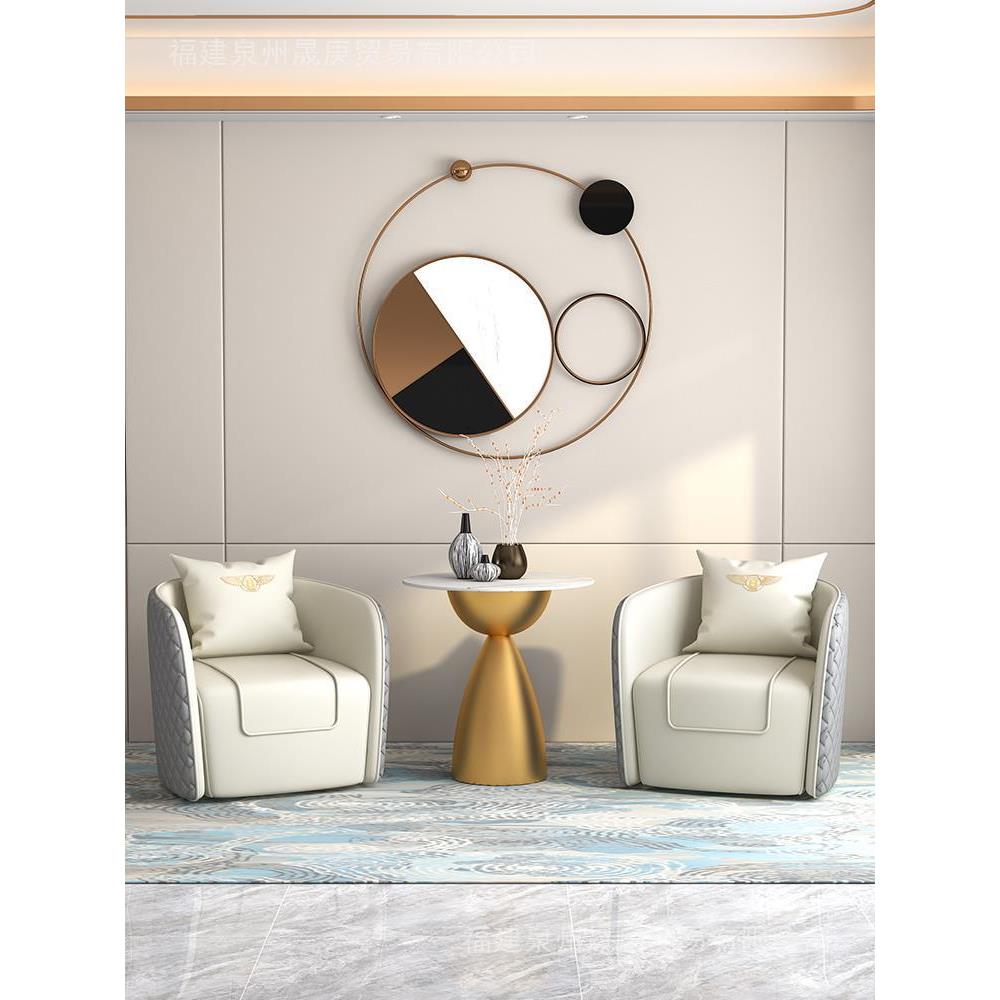 欧式咖啡厅皮质餐桌餐椅组合 贵宾单人位沙发一桌四椅 餐厅待客椅