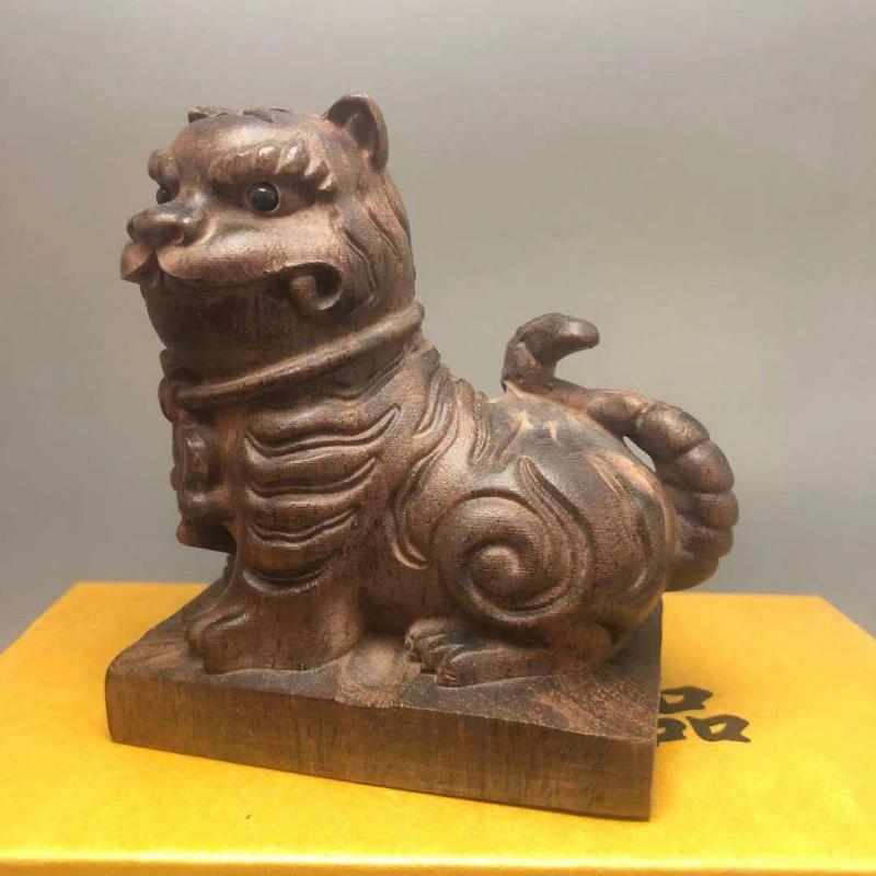 越南沉香木原木雕虎爷守护神黑虎大将军天虎圣尊佛像家用供奉摆件