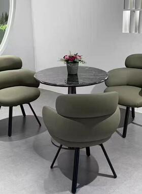 意式可旋转餐椅家用书桌椅休闲办公接待洽谈椅轻奢餐厅靠背椅子