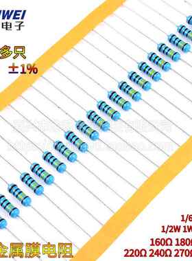 160R180R200R220R240R270R300R欧姆1%金属膜电阻1/6W1/4W1/2W1W3W