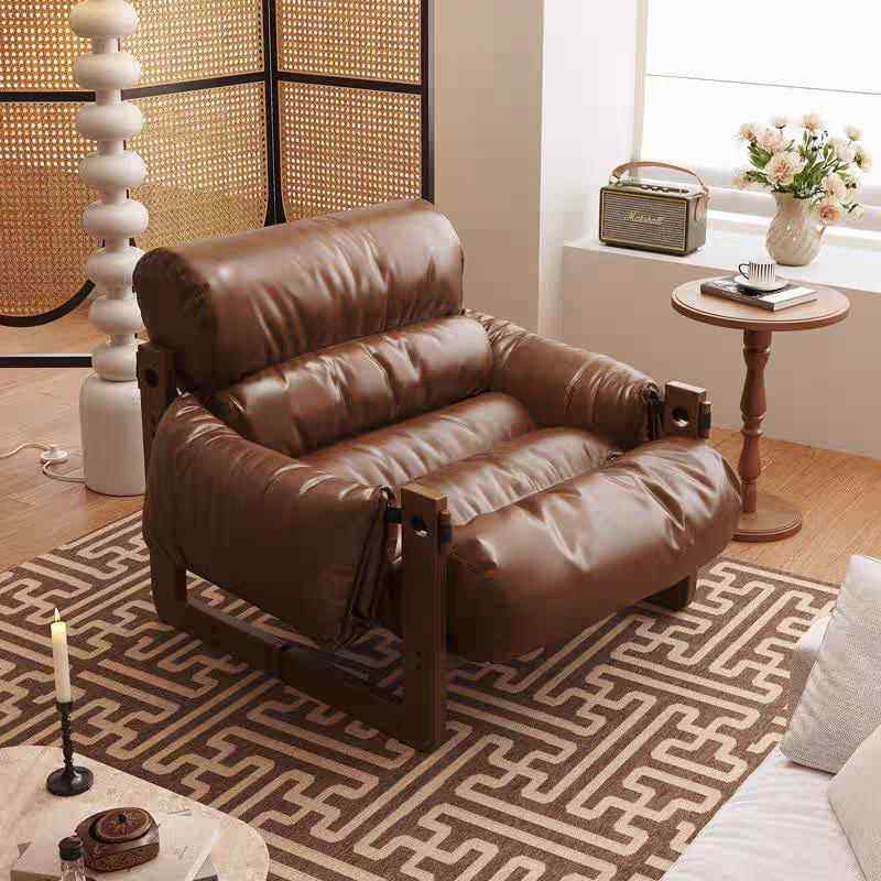 实木泽熙岛 沙 发 椅中古风客厅单人位家用小户型现代简约轻奢休闲椅饰品