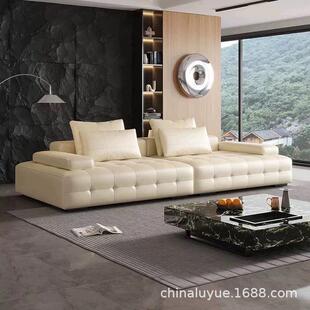 网红轻奢劳伦斯头层皮直排沙发简约现代休闲别墅客厅全真皮沙发