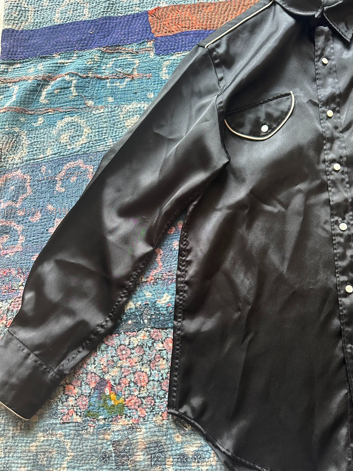 RRL Black Western Embroidery Shirt — label
