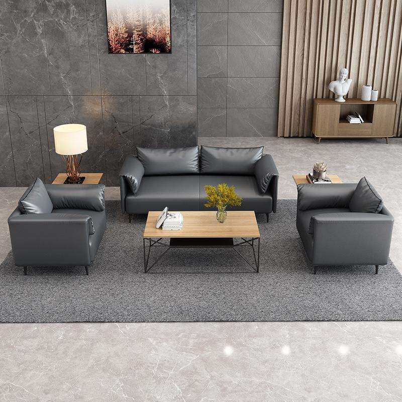 休闲创办公沙发合现代简约意双人503位商组待务接洽谈沙发茶几套