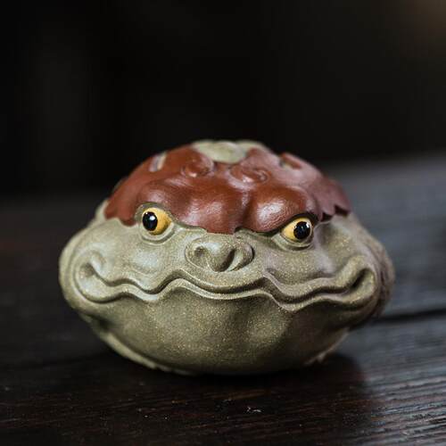 宜兴紫砂金蟾三足蟾蜍石头蟾茶宠摆件招财可养茶玩茶道配件厂家