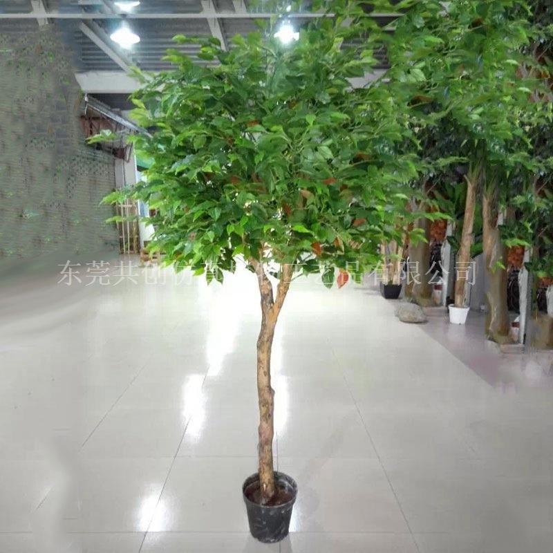 厂制家造仿真叶盆景绿植树过樟胶绿榕树室内摆放假树盆CF0130景2