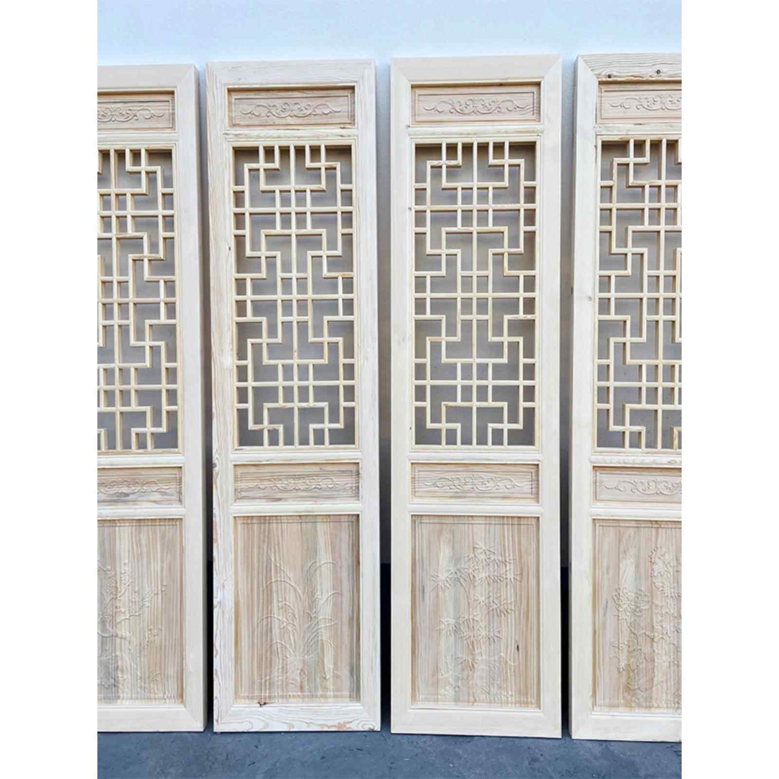 东阳木雕彷古门窗中式隔断玄关覆古屏风实木花格镂空格栅雕花装饰